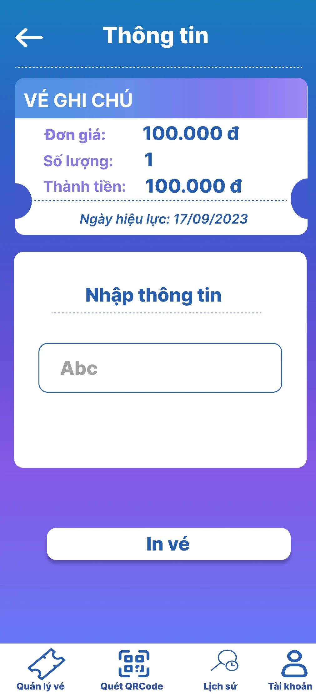 VNPT eTICKET screenshot